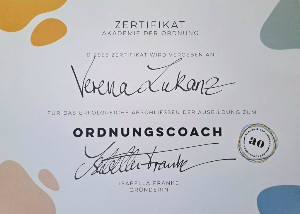 Zertifkat - Akademie der Ordnung